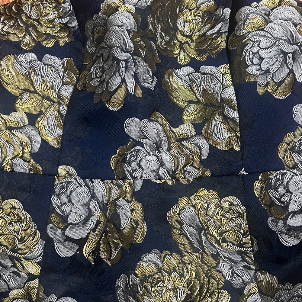 Hutch (Anthropologie) cocktail Dress in blue with gold and silver floral design - Picture 2 of 4